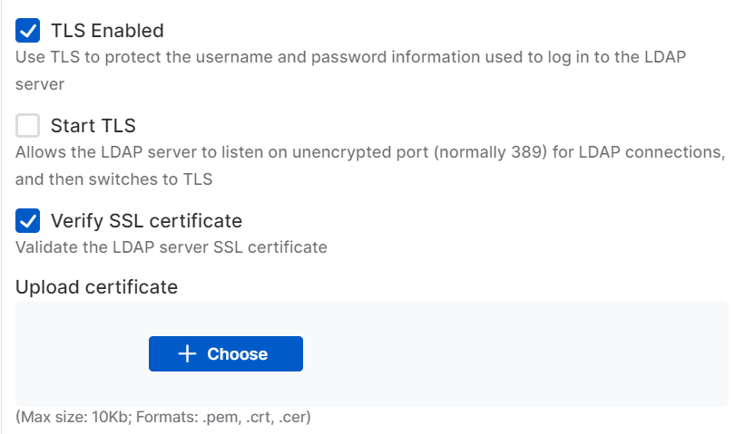 TLS and SSL settings.