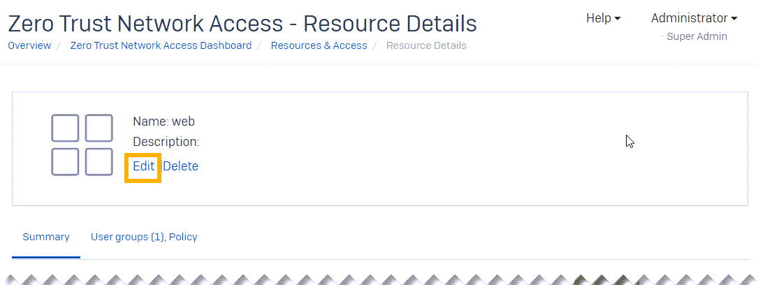 Resource details page