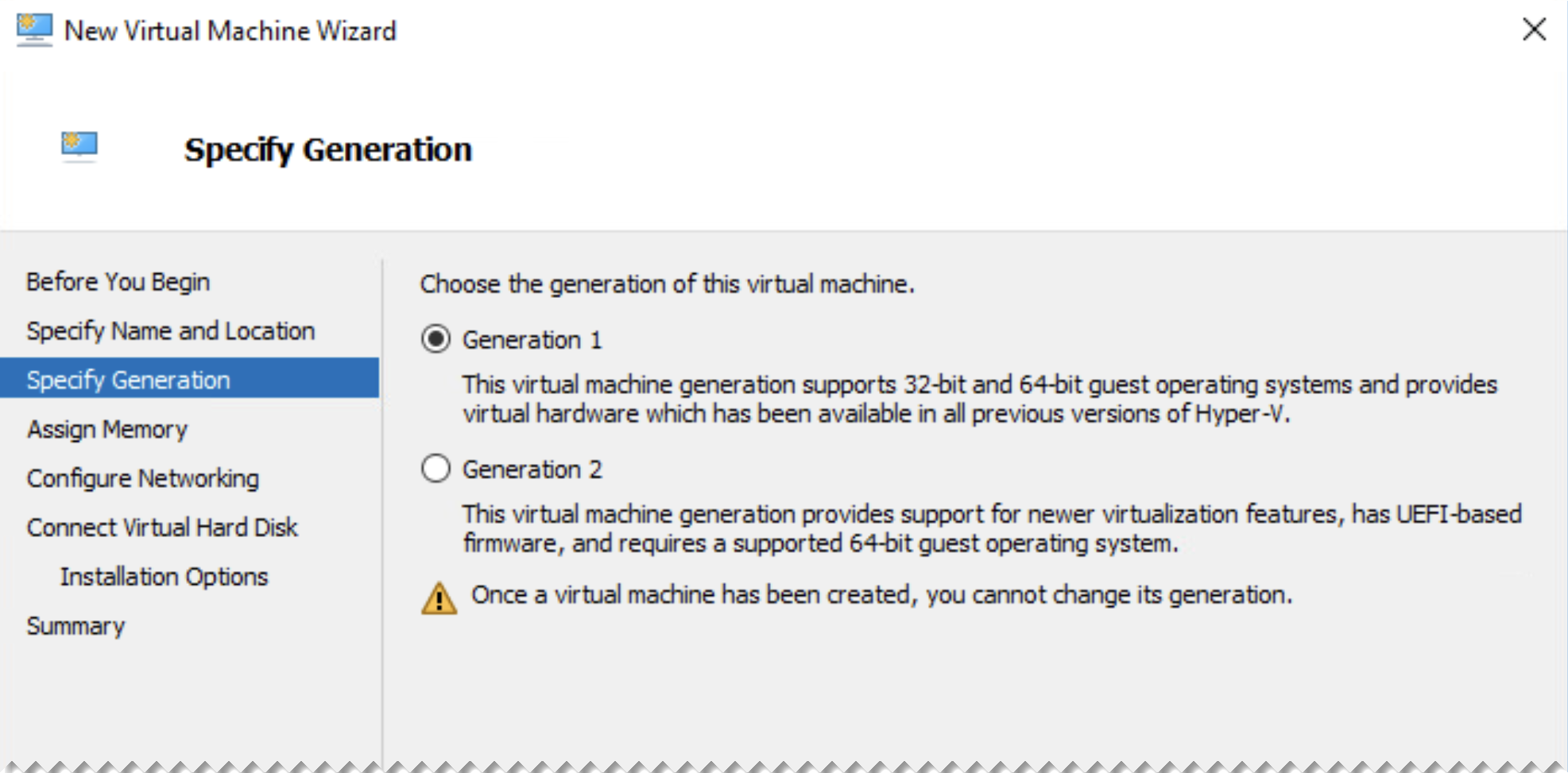 Specify Generation page