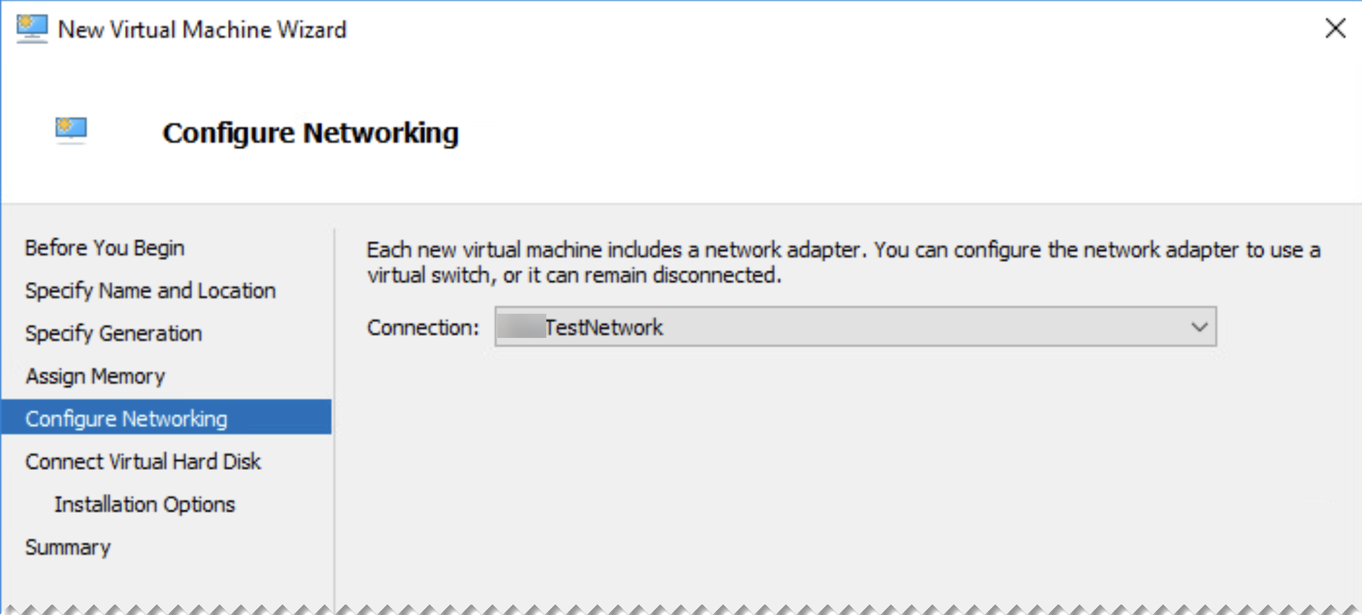 Configure Networking page.