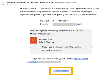 Screenshot dell’invito tramite e-mail