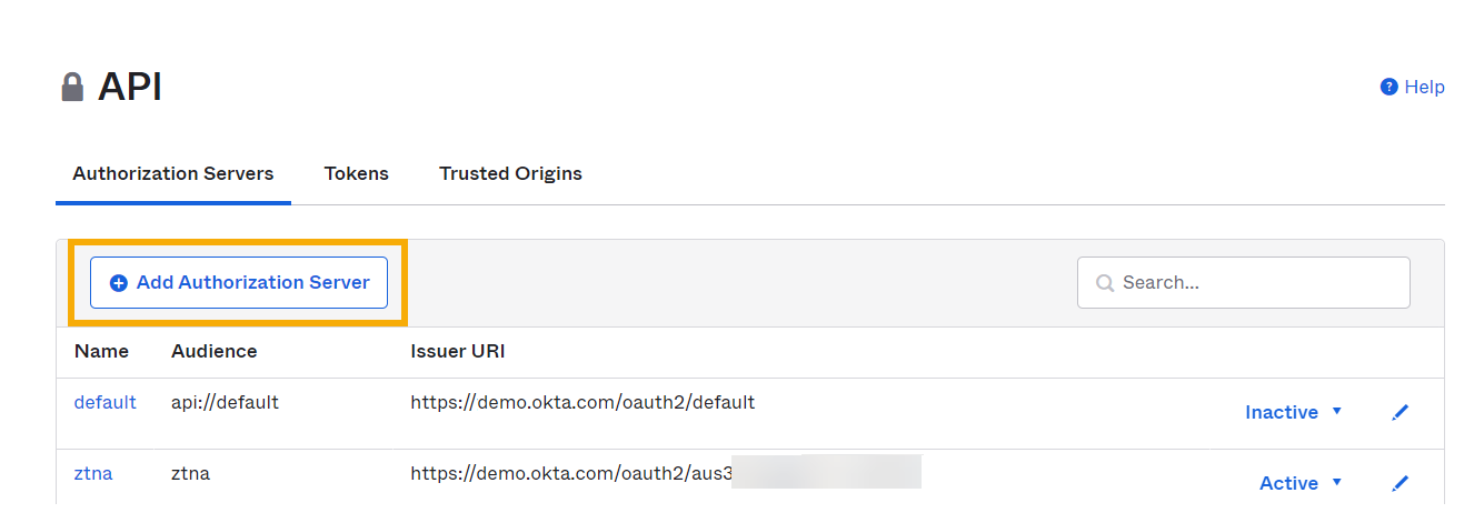 Guia Authorization Servers do Okta