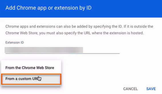 Geben Sie die Erweiterungs-URL ein.