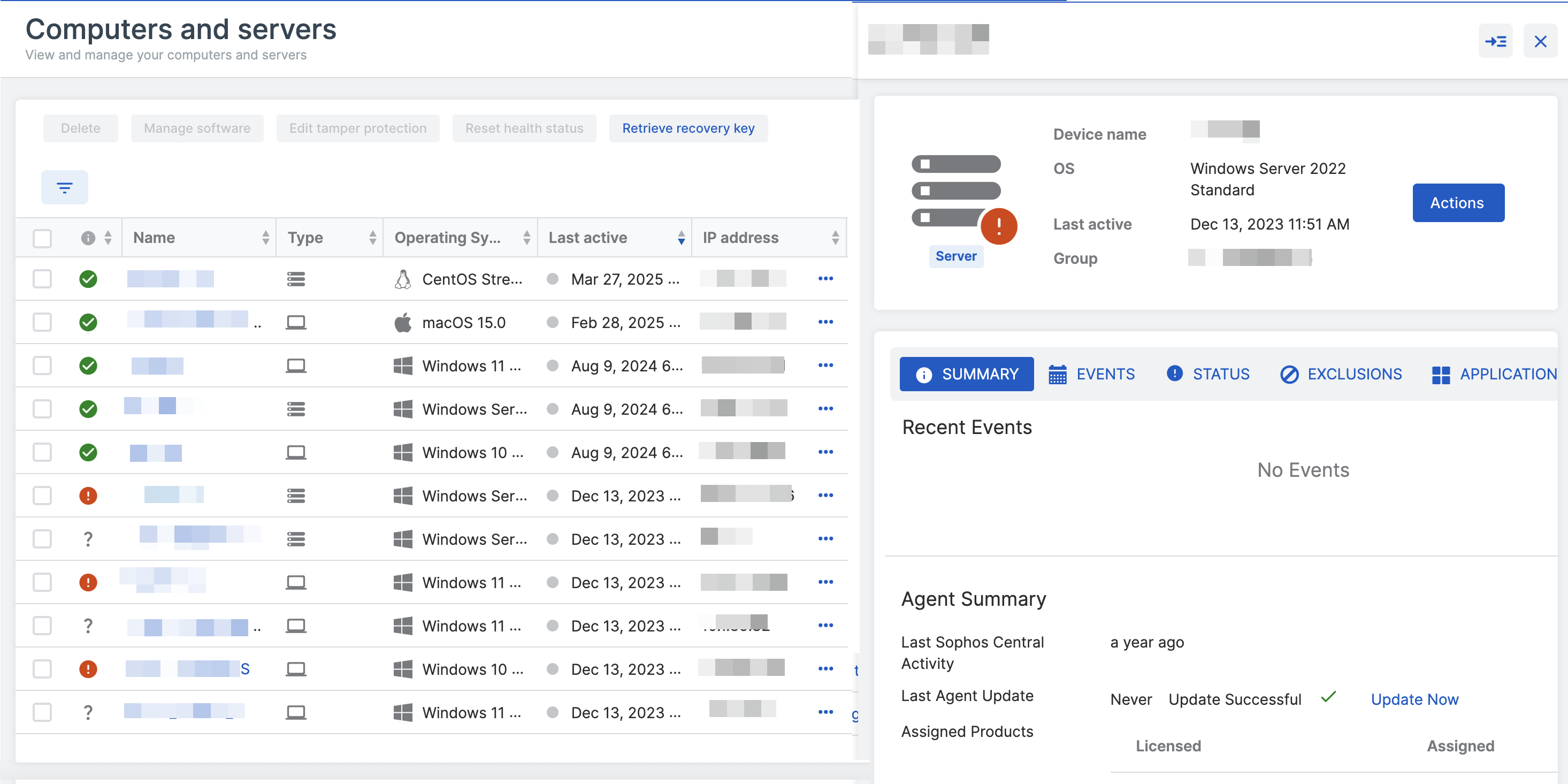 Flyout der Gerätedetails.