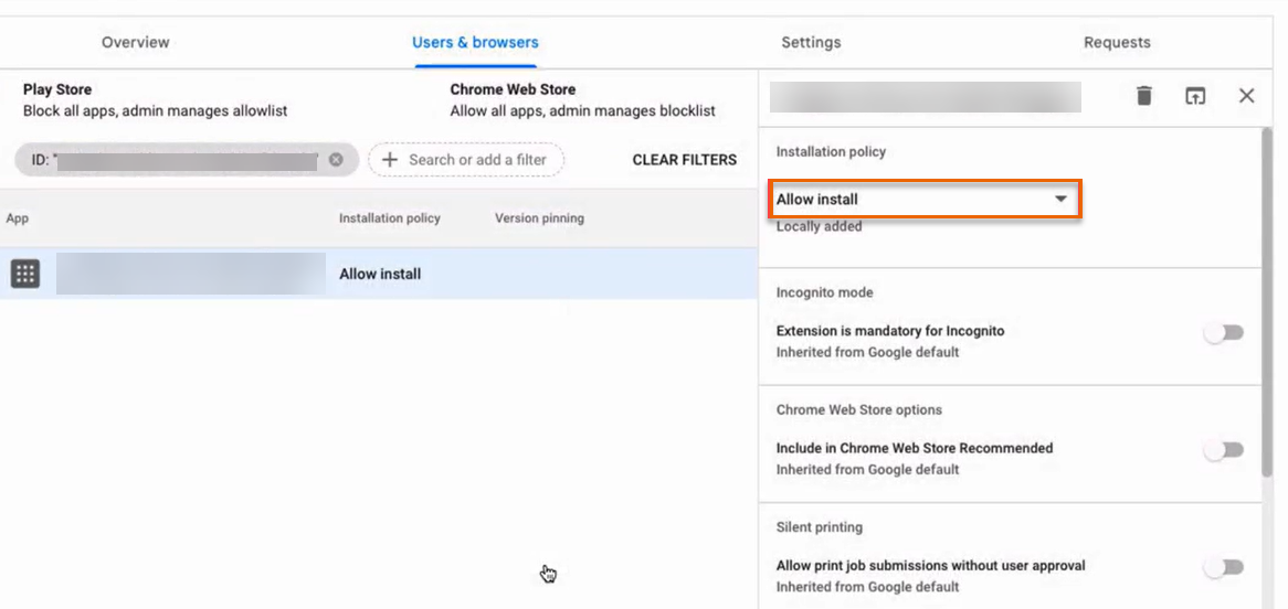 Option „Installation zulassen“.