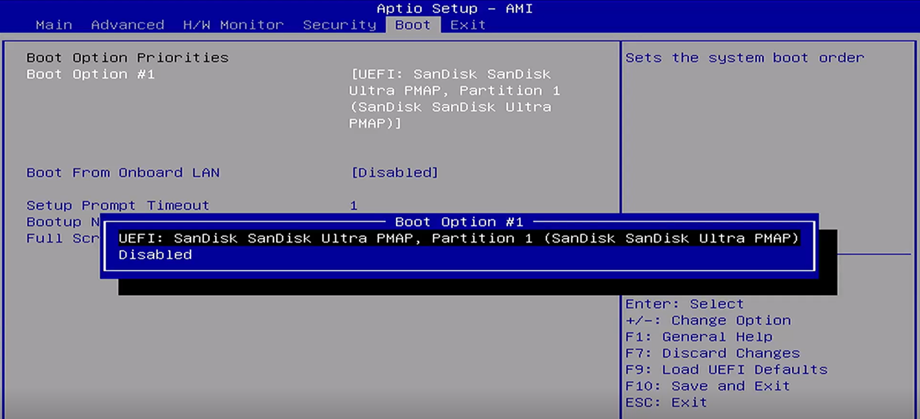 Boot-Optionen.