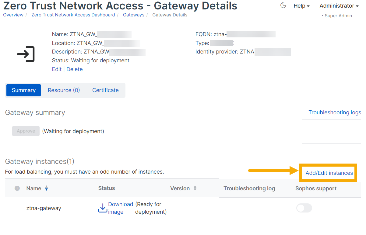 Gateway-Detailseite.