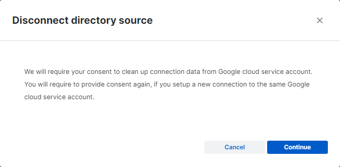 Verbindung mit der Verzeichnisquelle von Google Directory trennen.