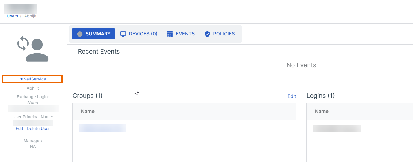 Role in the user page.