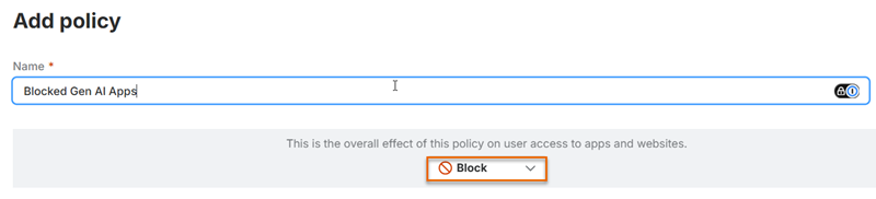 Overall policy effect set to Block.