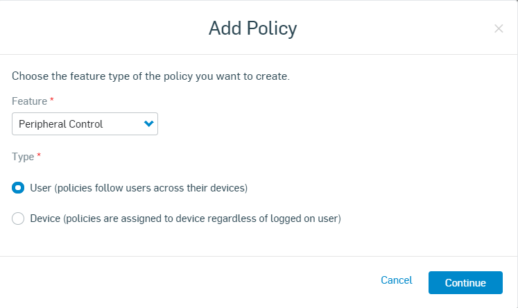 Add Policy page.