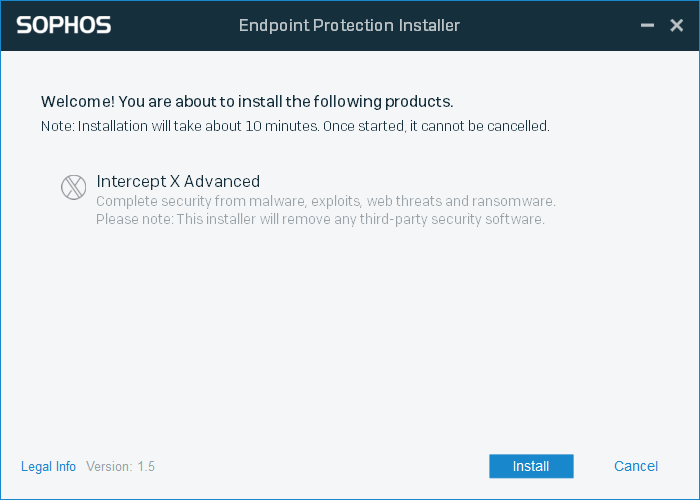 Screenshot of installer page with list of products.