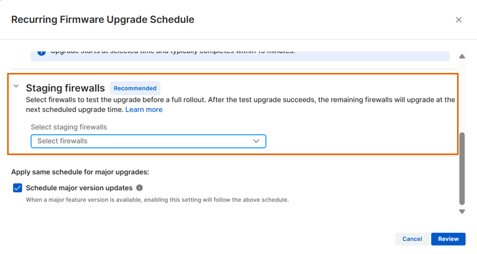 Select staging firewalls.