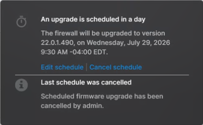 Firewall upgrade scheduled.
