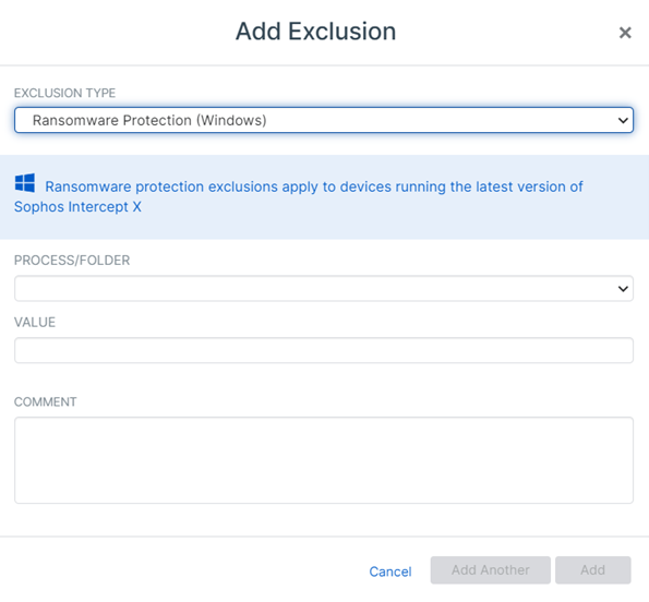 Ransomware Protection Exclusion.