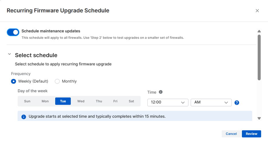 Recurring Firmware Upgrade Schedule.