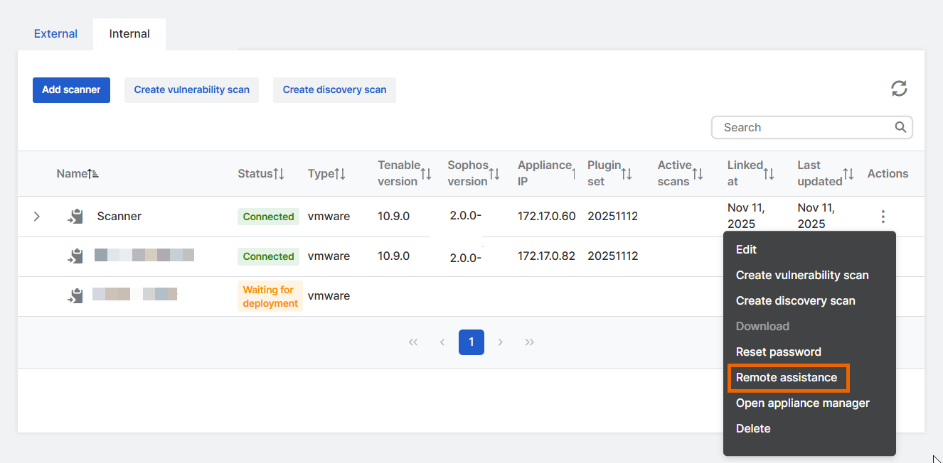 Actions menu.