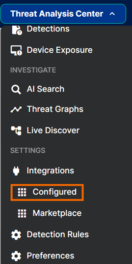 Threat Analysis menu.