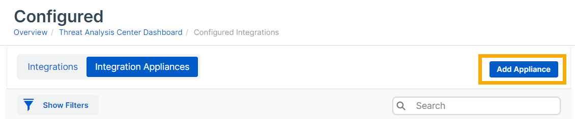 Add Appliance button.
