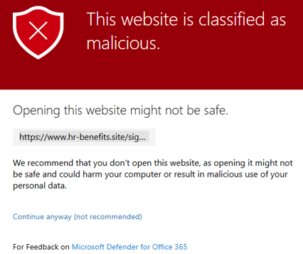 Safe Links blocks URL.
