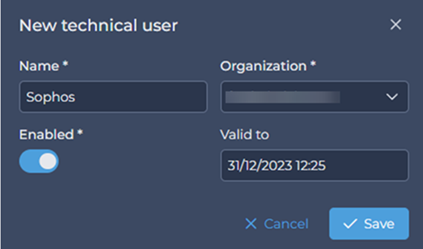 New technical user details.