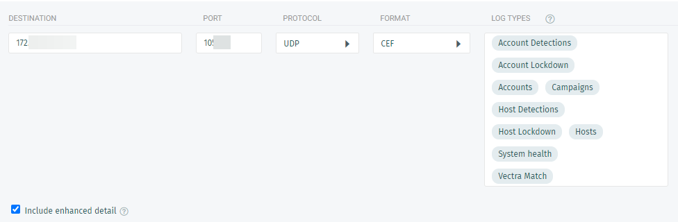 Syslog settings.
