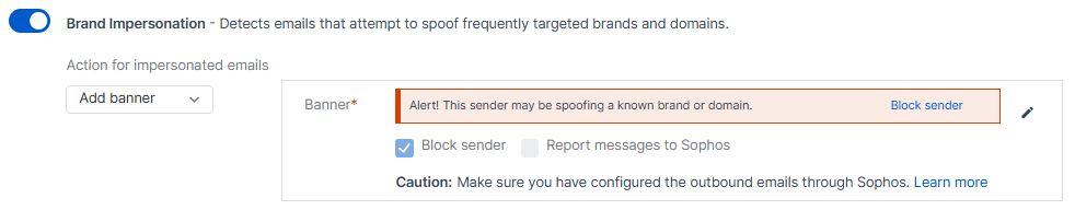 "Brand Impersonation" setting.