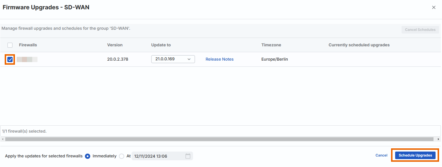 Schedule firmware upgrade.