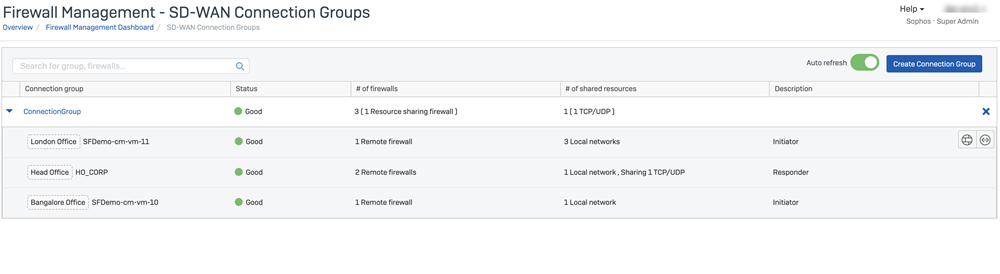 Example SD-WAN connection group.