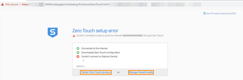 Zero Touch Setup Error.