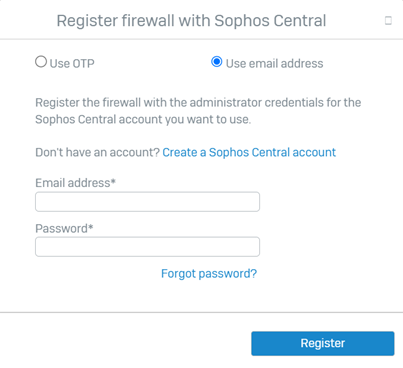 Register firewall with Sophos Central.