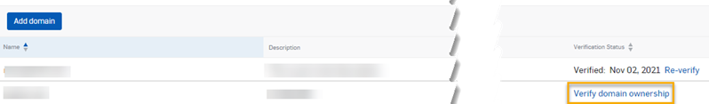 Verify domain ownership.