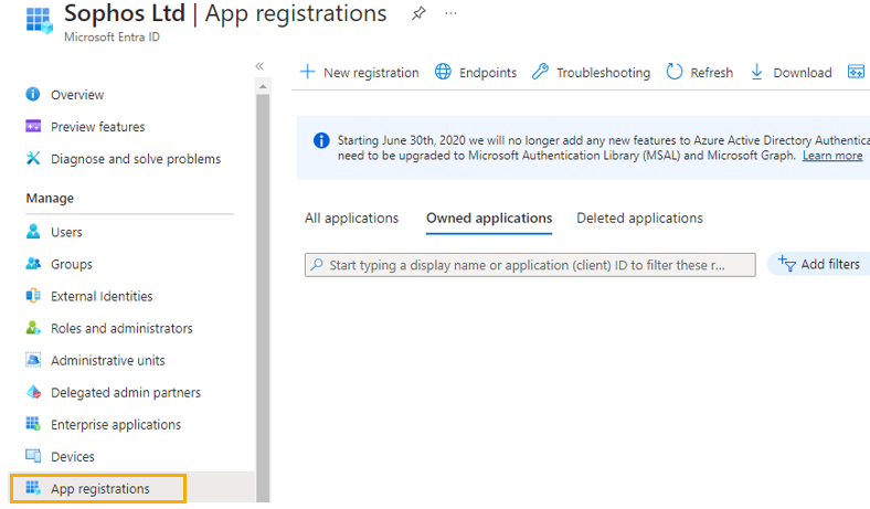 Microsoft Entra ID and App registrations.
