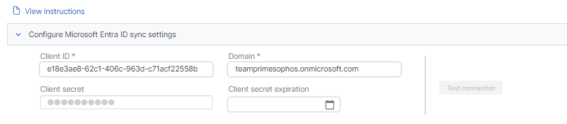 Microsoft Entra ID synchronization settings.
