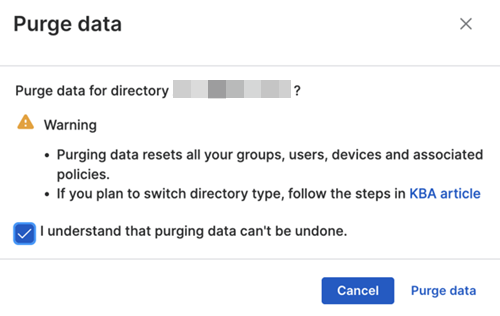 "Purge data" dialog.