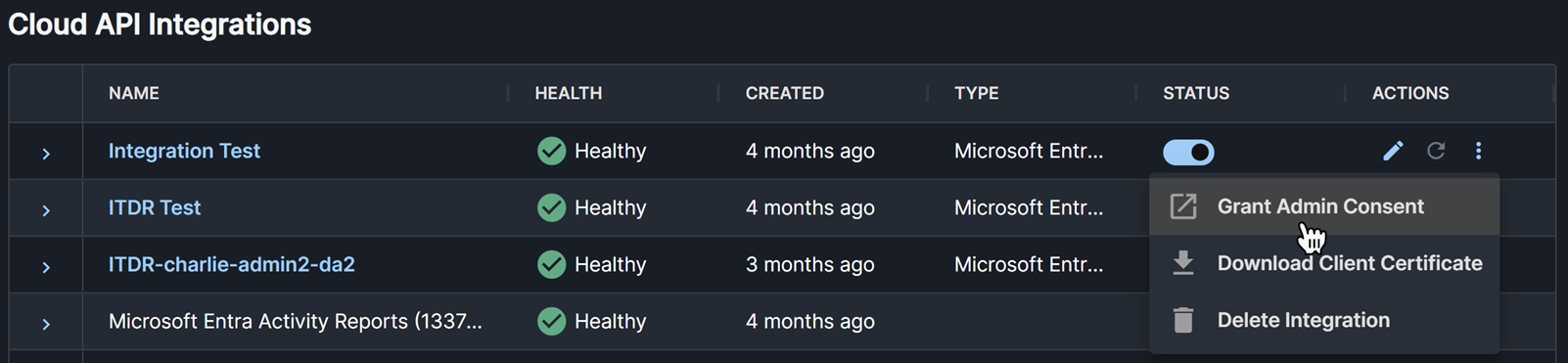 Click "Grant Admin Consent".