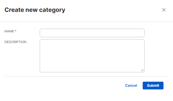 "Create new category" dialog.