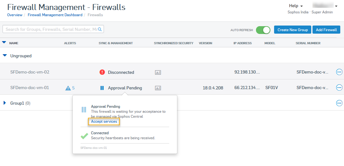 Accept services for your firewall.