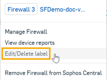 Edit or delete firewall label.