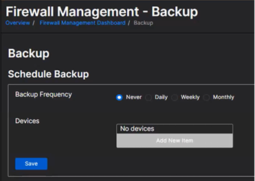 Firewall Management - Backup page.