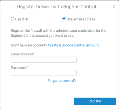 Register firewall with Sophos Central.