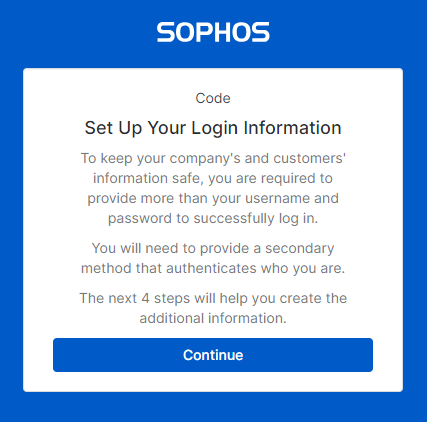 Set up your log in information page.