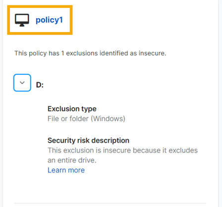 Policy exclusions warning