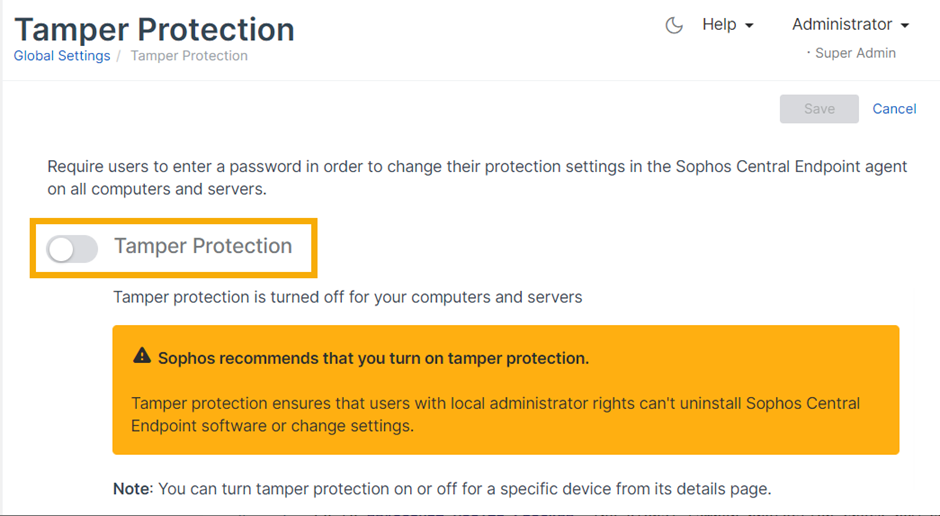 Tamper protection page