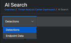 Drop-down menu of search types.
