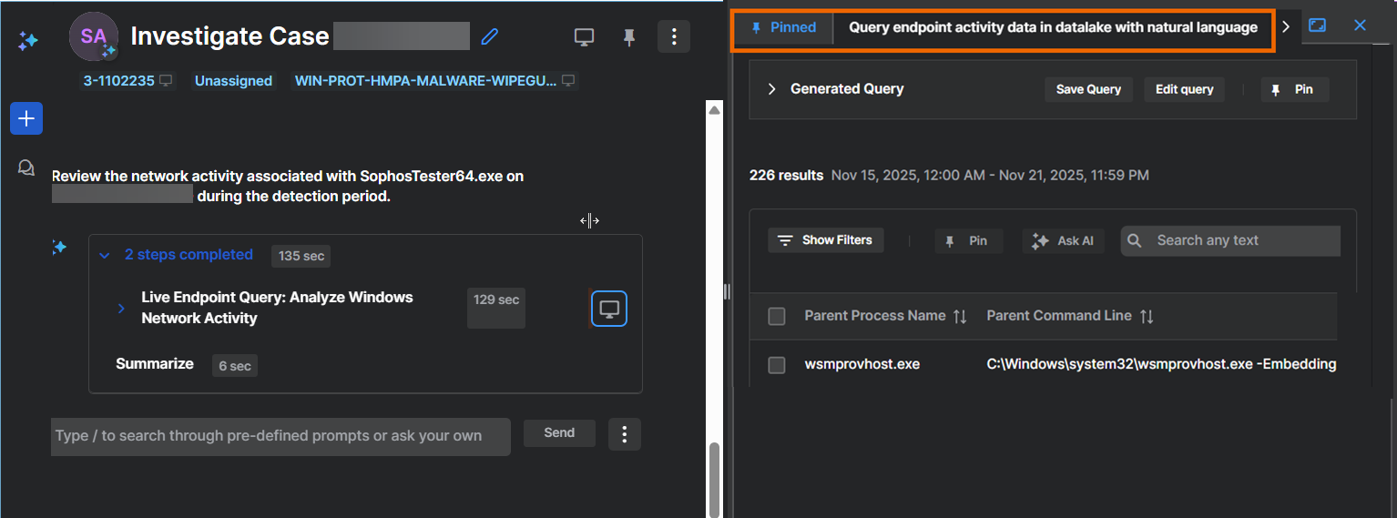El Workbench del asistente de IA.