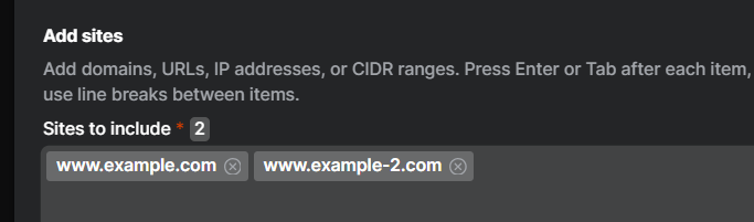 Añadir sitios web a una lista de sitios.