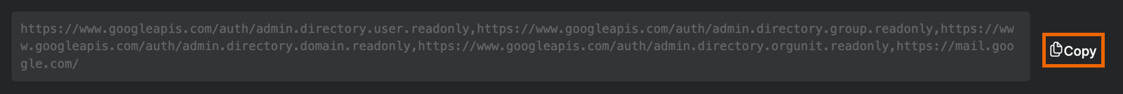 Copie la lista de permisos de OAuth.