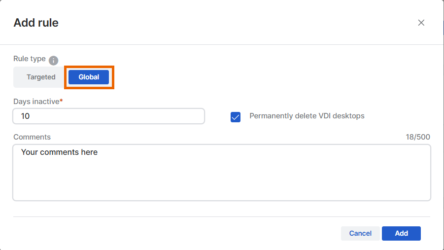 Paramètres de la règle générale.