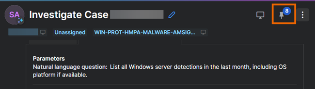 Icona “Blocca in alto” che mostra il numero di elementi bloccati in alto.
